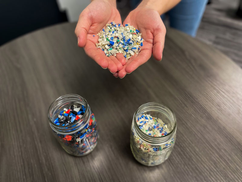 Plastic bottle chips recycled